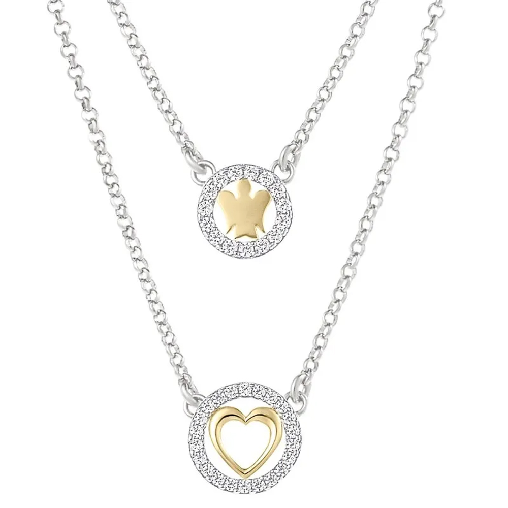 Collana con doppio ciondolo in argento giallo e Zirconi GIA 462