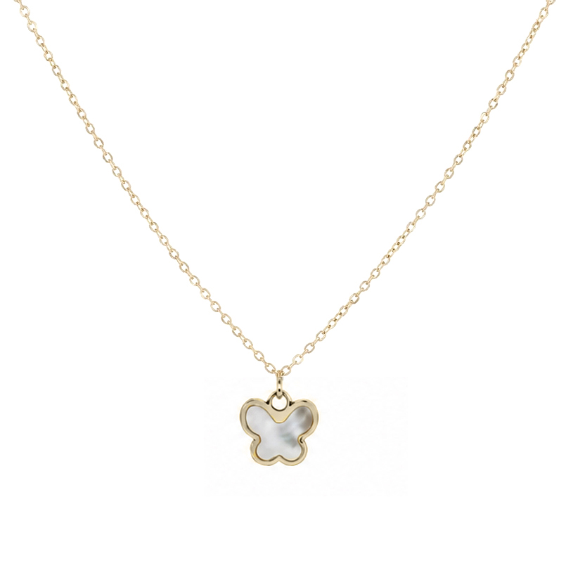 Collana con farfalla in oro e madreperla