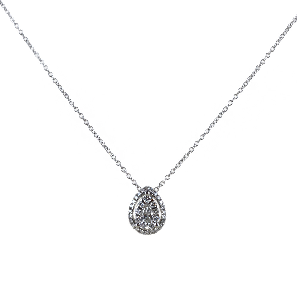 Collana con Goccia di Diamanti e contorno