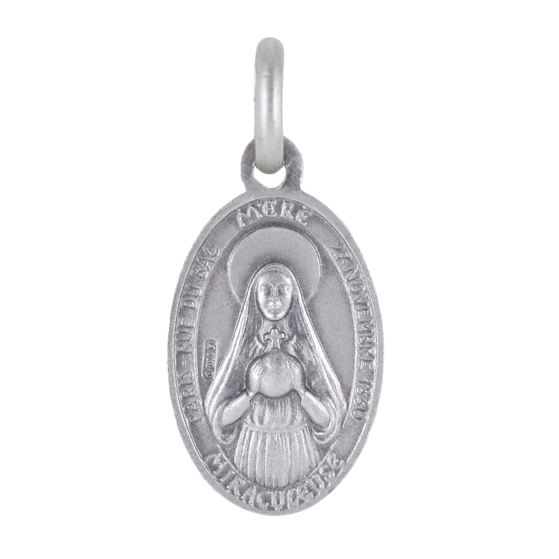 Collana con Medaglia Madonna Miracolosa Apparizioni in Argento 16X11 mm