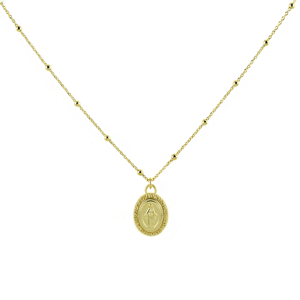 Collana con medaglia Madonna Miracolosa in argento PVD oro giallo Agios