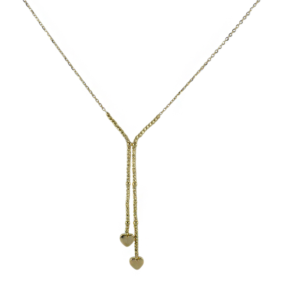 Collana con pendente a sfere e cuori in oro giallo 