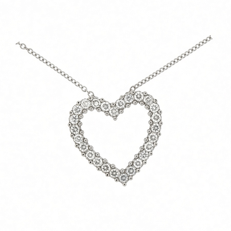 Collana con pendente Cuore traforato di diamanti da mezzo carato