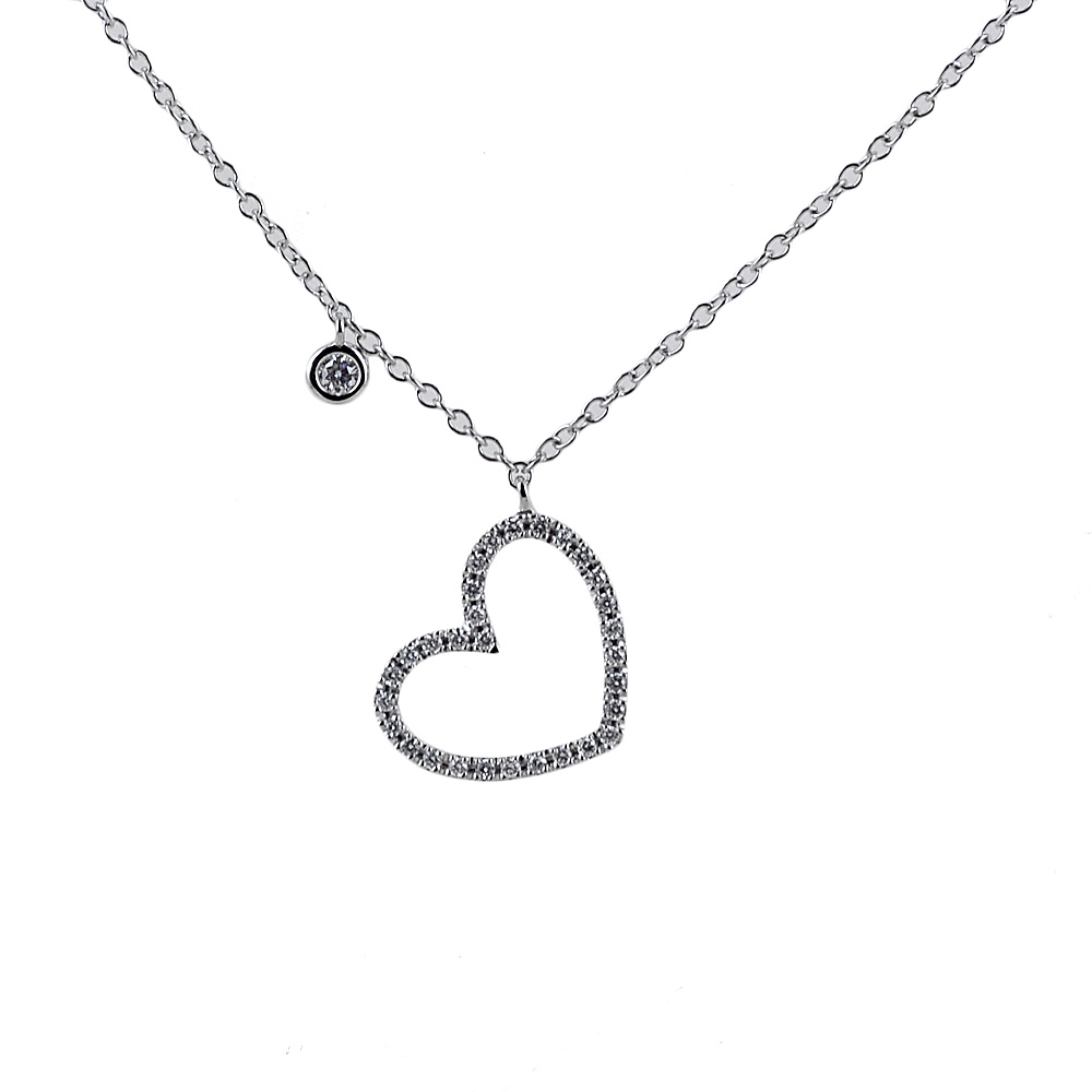 Collana con pendente CUORE traforato di diamanti