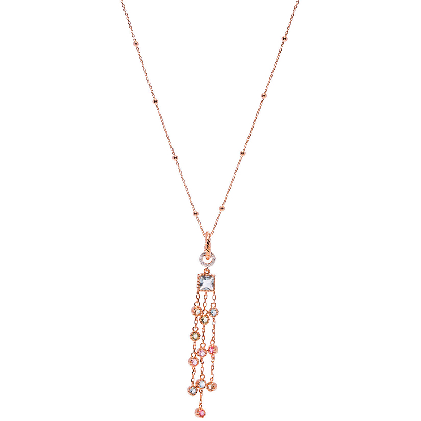 Collana con pendente in argento rosato con zirconi multicolor 