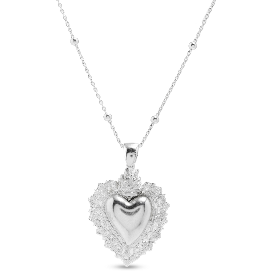 Collana con pendente Sacro Cuore in argento silver
