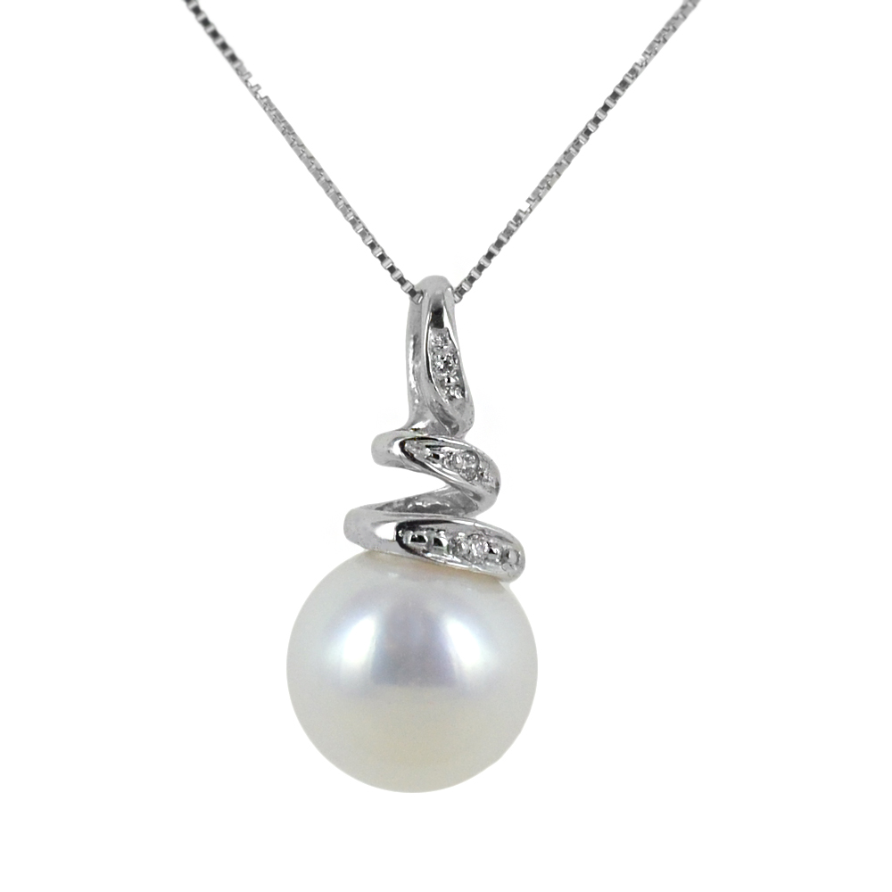 Collana con perla 8.00-8.50 mm e diamante