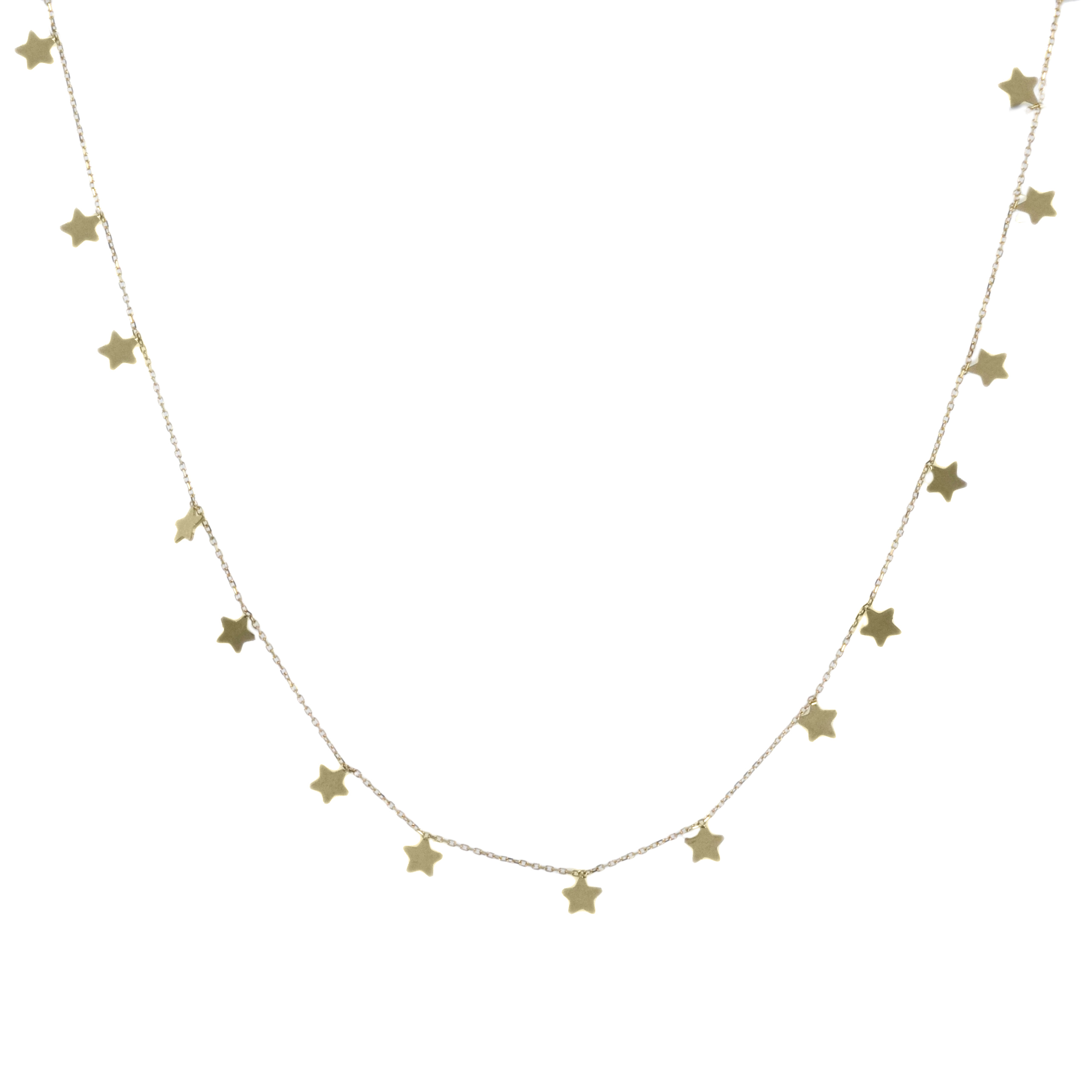 Collana con stelle a lastra su tutto il girocollo in oro giallo 18kt