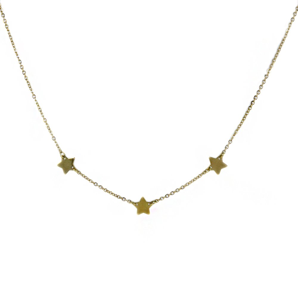 Collana con tre stelle a lastra in oro giallo 18kt