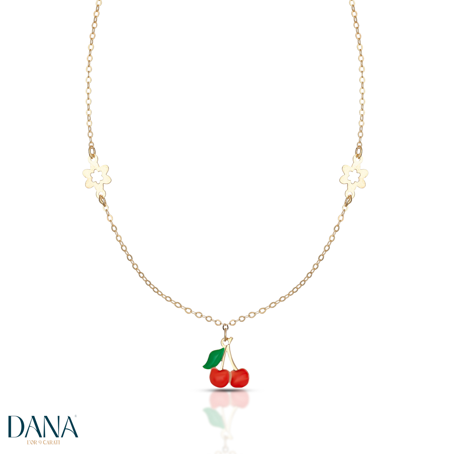 Collana da Bambina ciliegie con smalti in oro 9 kt