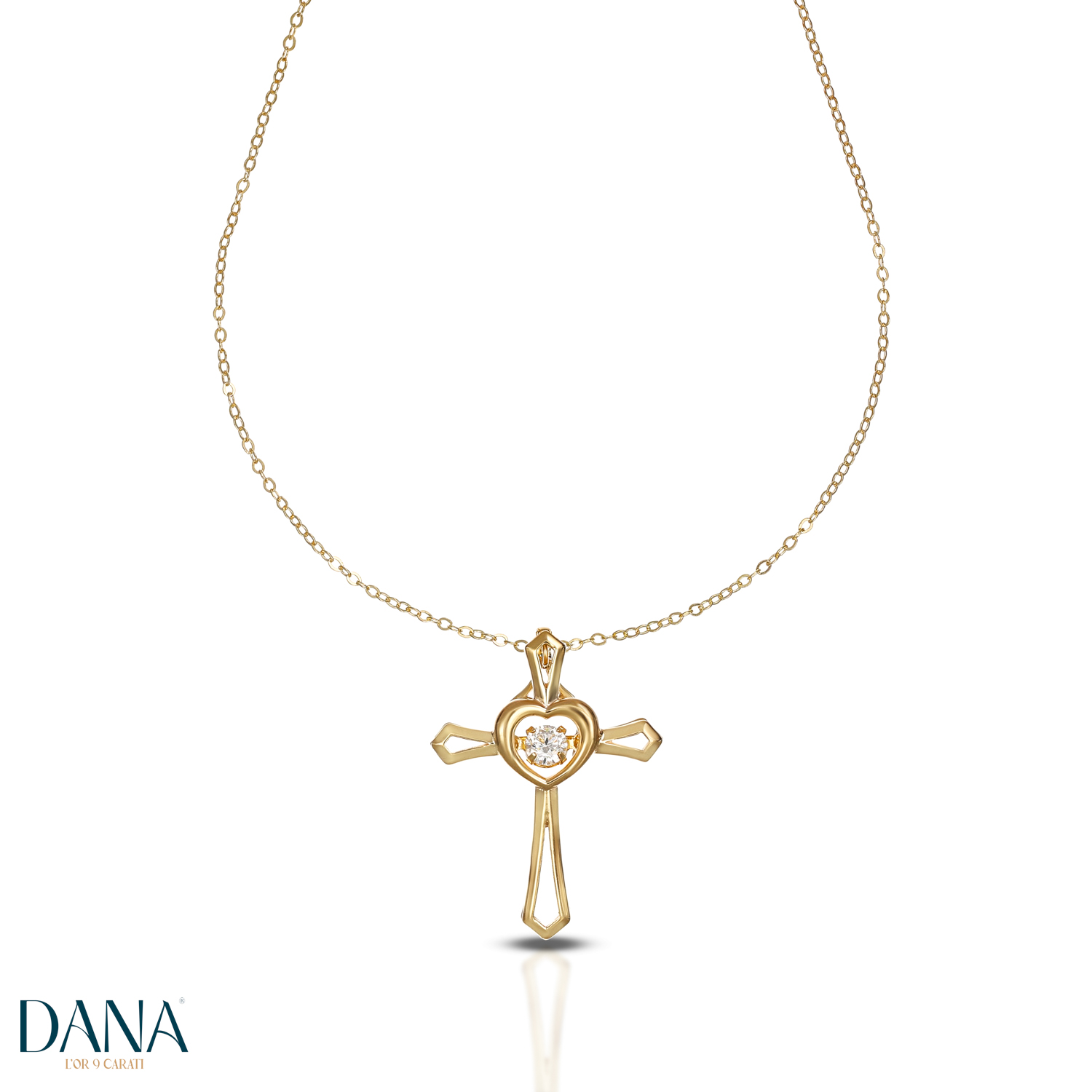 Collana da Donna Croce con zircone in oro 9 kt