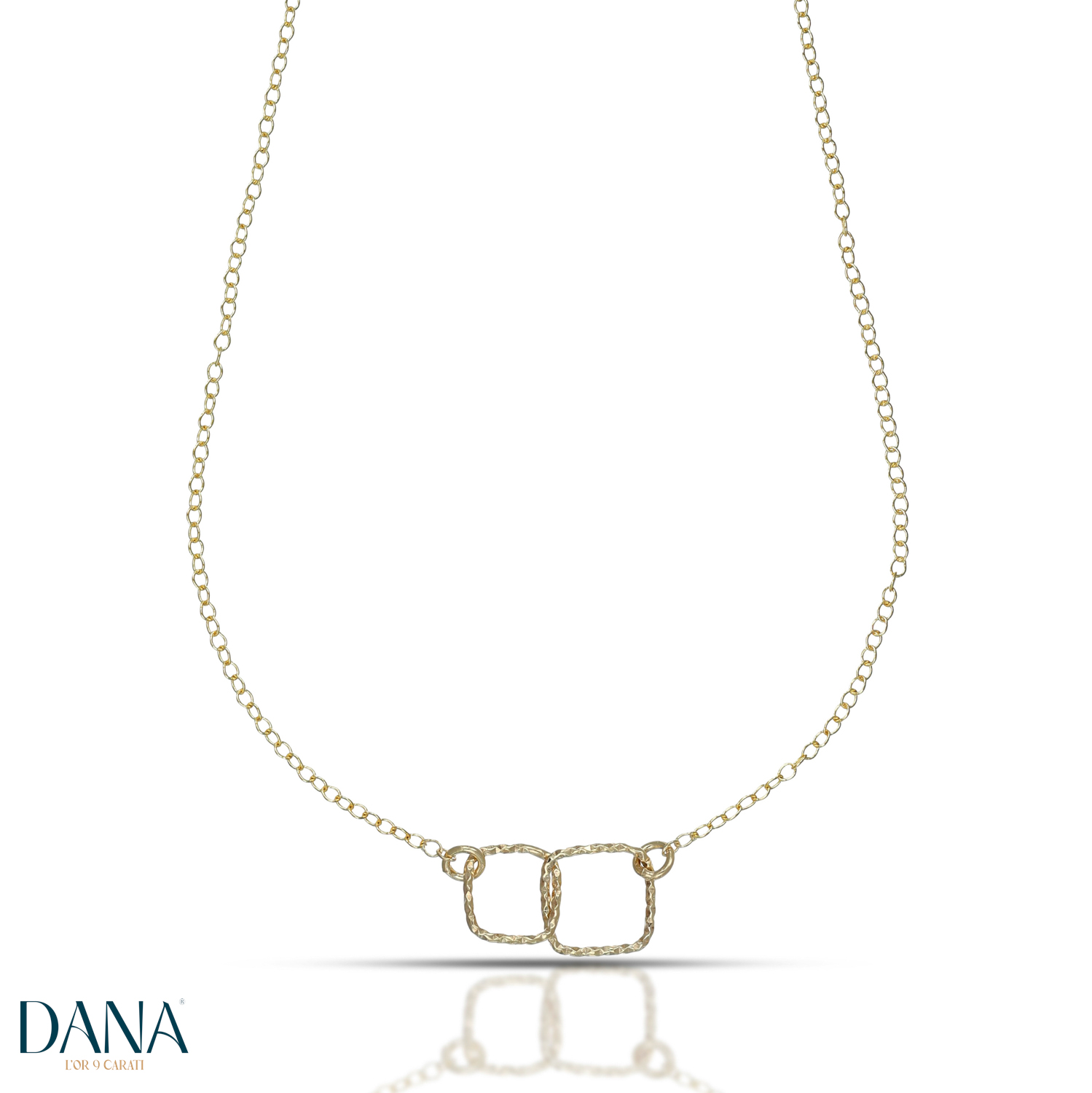 Collana da Donna doppio quadrato in oro 9 kt
