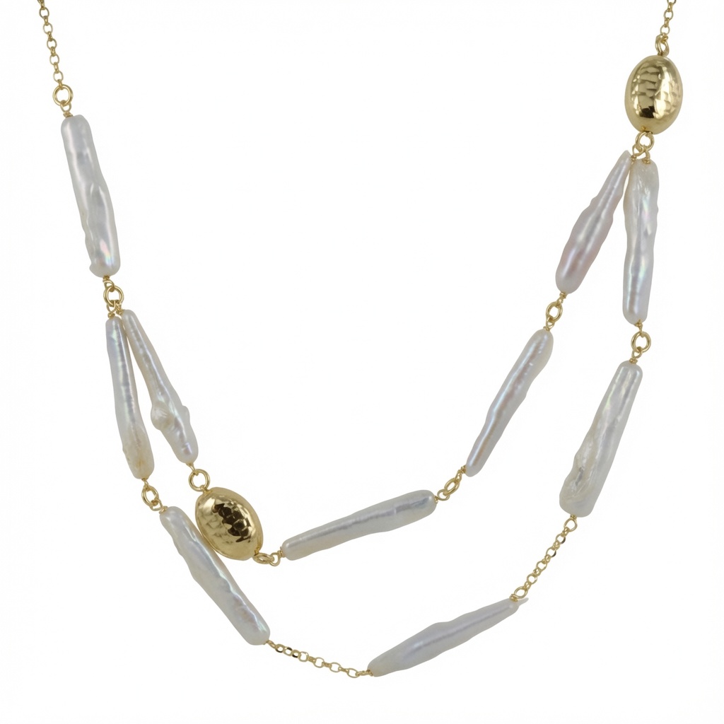 Collana da Donna in Argento con perle flat collezione Bonton Marcello Pane 