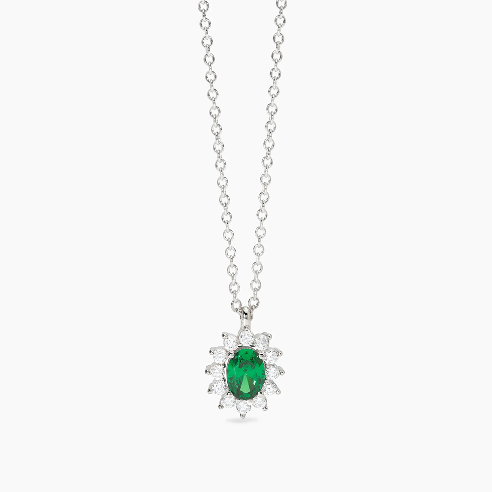 Collana da donna Mabina in bronzo e argento con smeraldo sintetico e zirconi 656022