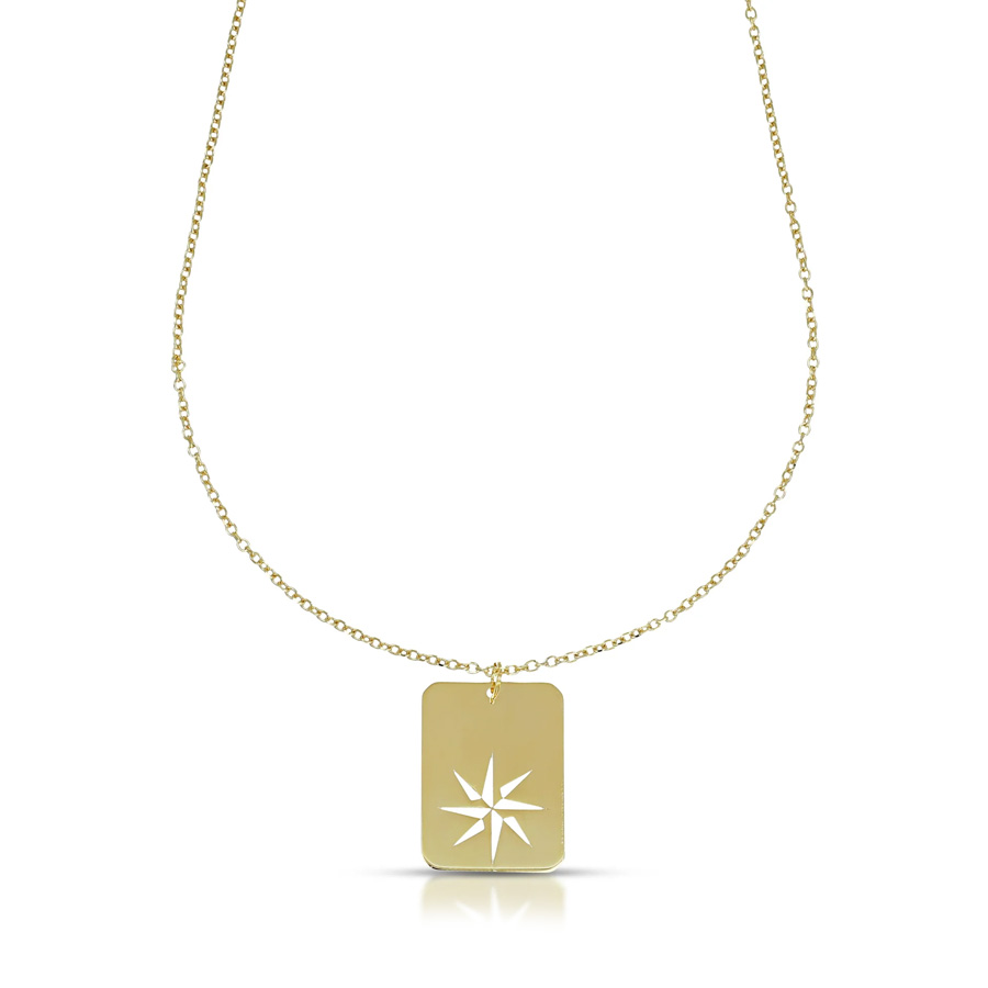 Collana da uomo ciondolo rosa dei venti in oro 9 kt