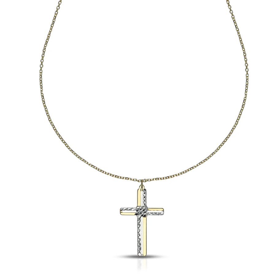 Collana da uomo e da donna ciondolo Croce in oro 9 kt