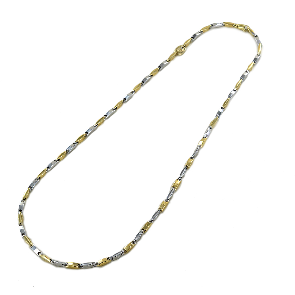 Collana da uomo in oro bianco e giallo 50 cm