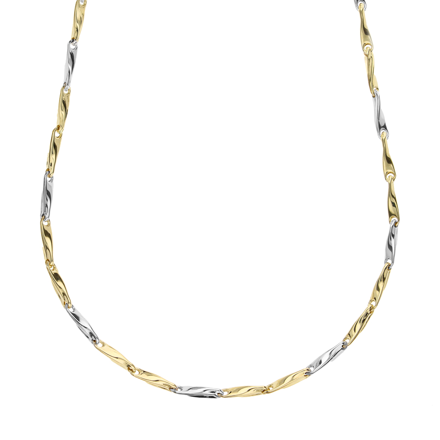 Collana da uomo in oro bianco e giallo 50 cm