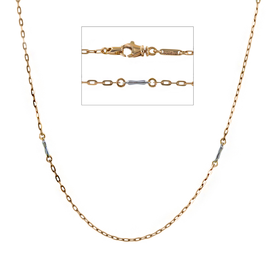 Collana da Uomo in oro rosa dettagli in oro bianco 50 cm 