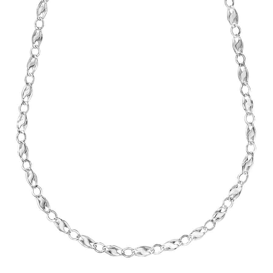 Collana da uomo maglia piatta in oro bianco 50 cm