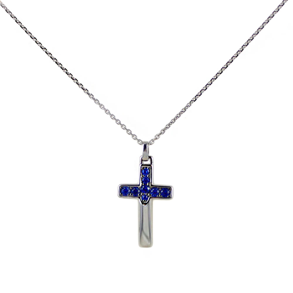 Collana da uomo Zancan in Argento con pendente Croce Spinelli Blu