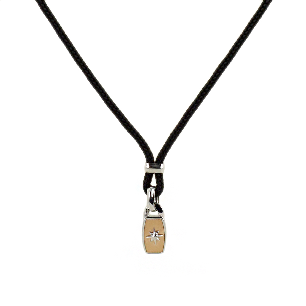 Collana da uomo Zancan in Argento e oro rosa con corda kevlar ESC 252R
