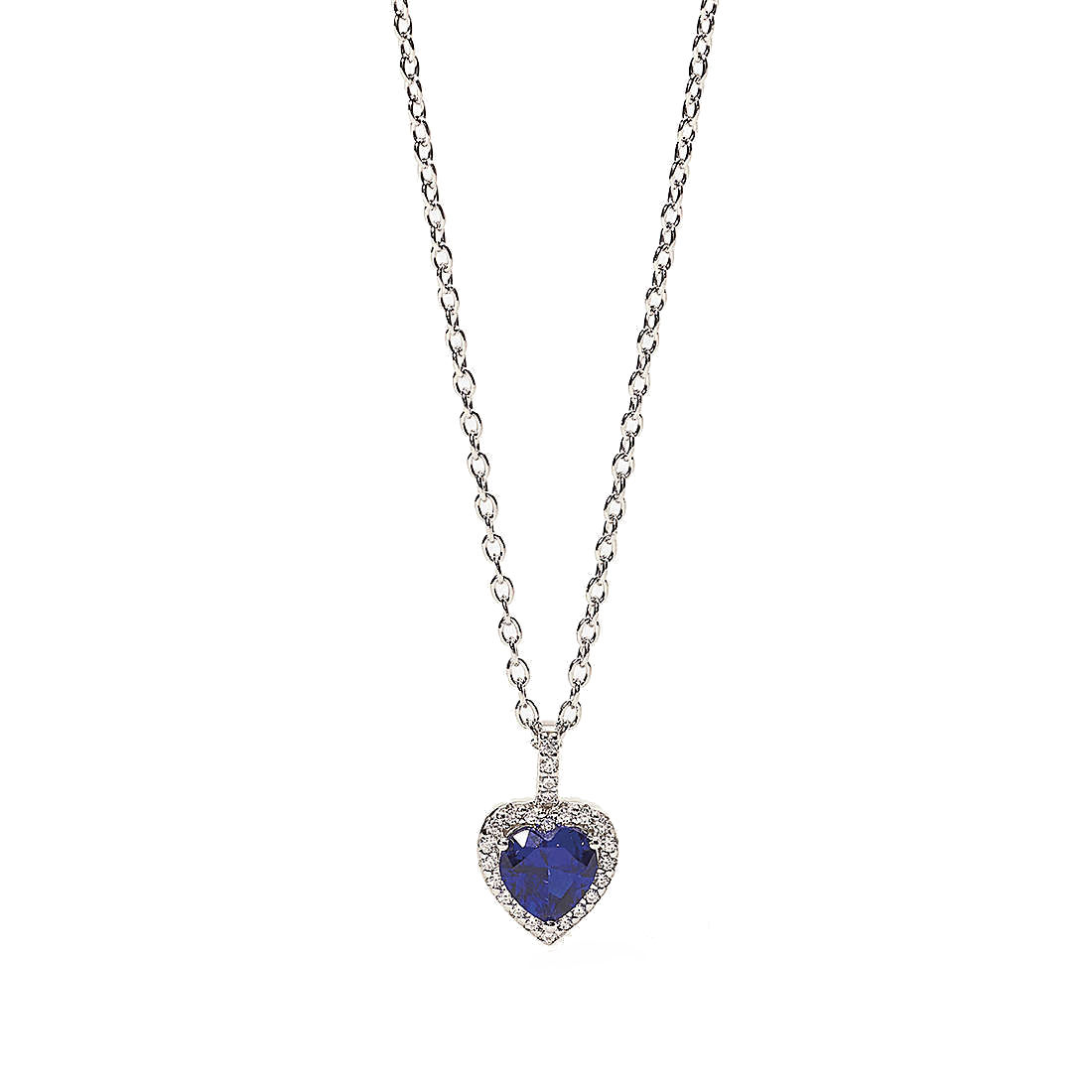 Collana Donna Mabina in Argento con Cuore blu e Zirconi 553450