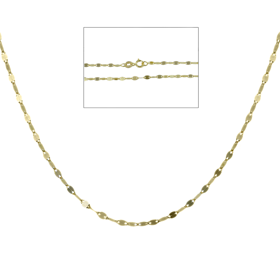 Collana donna maglia specchio piena in oro giallo 42 cm