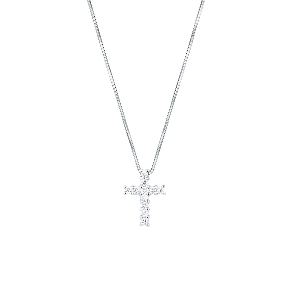 Collana e pendente Croce in oro con Diamanti 