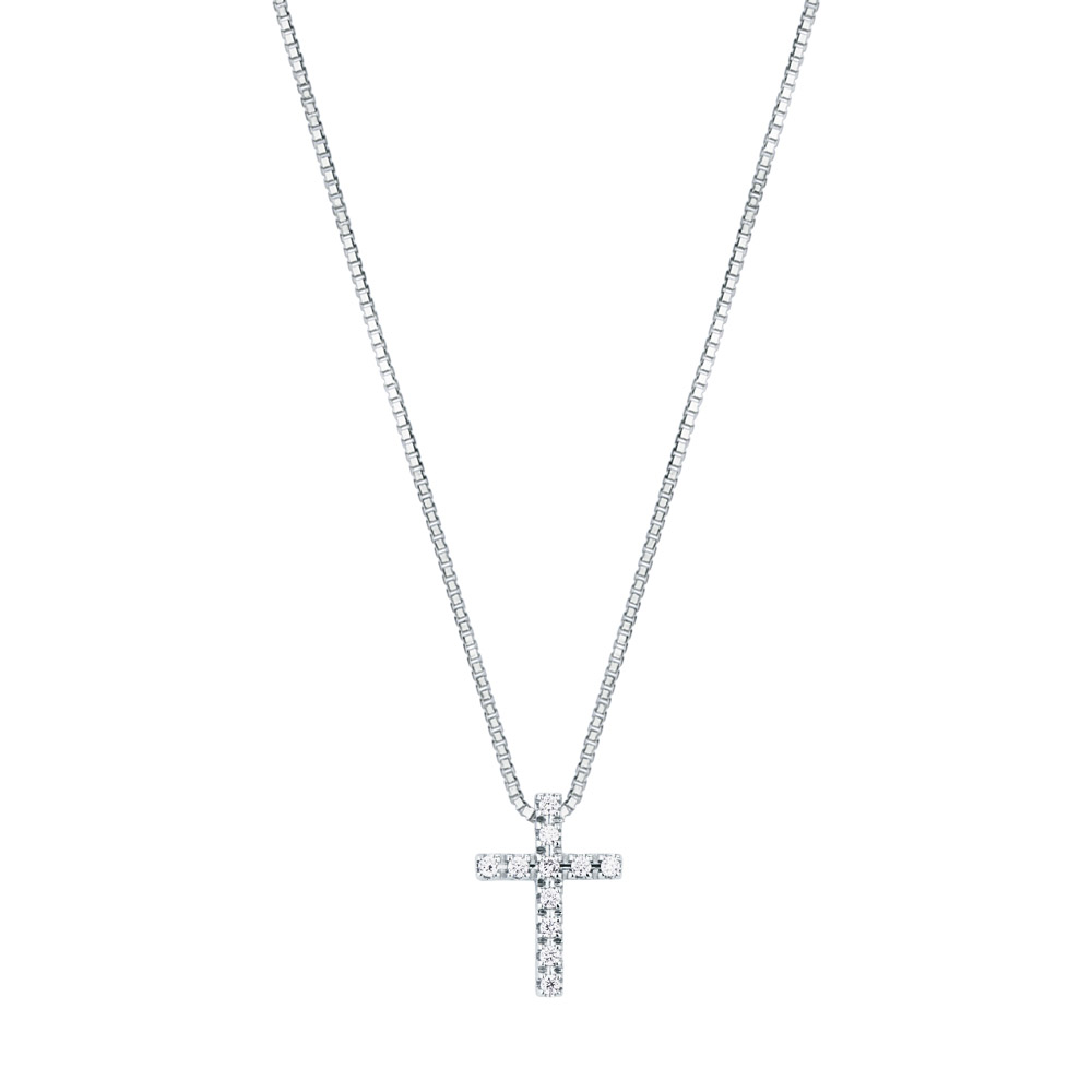 Collana e pendente Croce in oro con Diamanti 