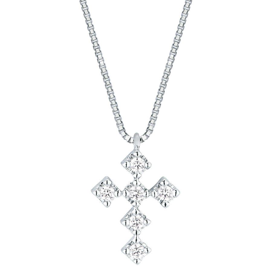 Collana e pendente Croce in oro con Diamanti 