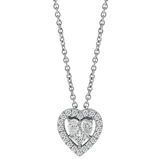 Collana effetto diamante cuore con contorno di diamanti Salvini gioielli collezione Magia