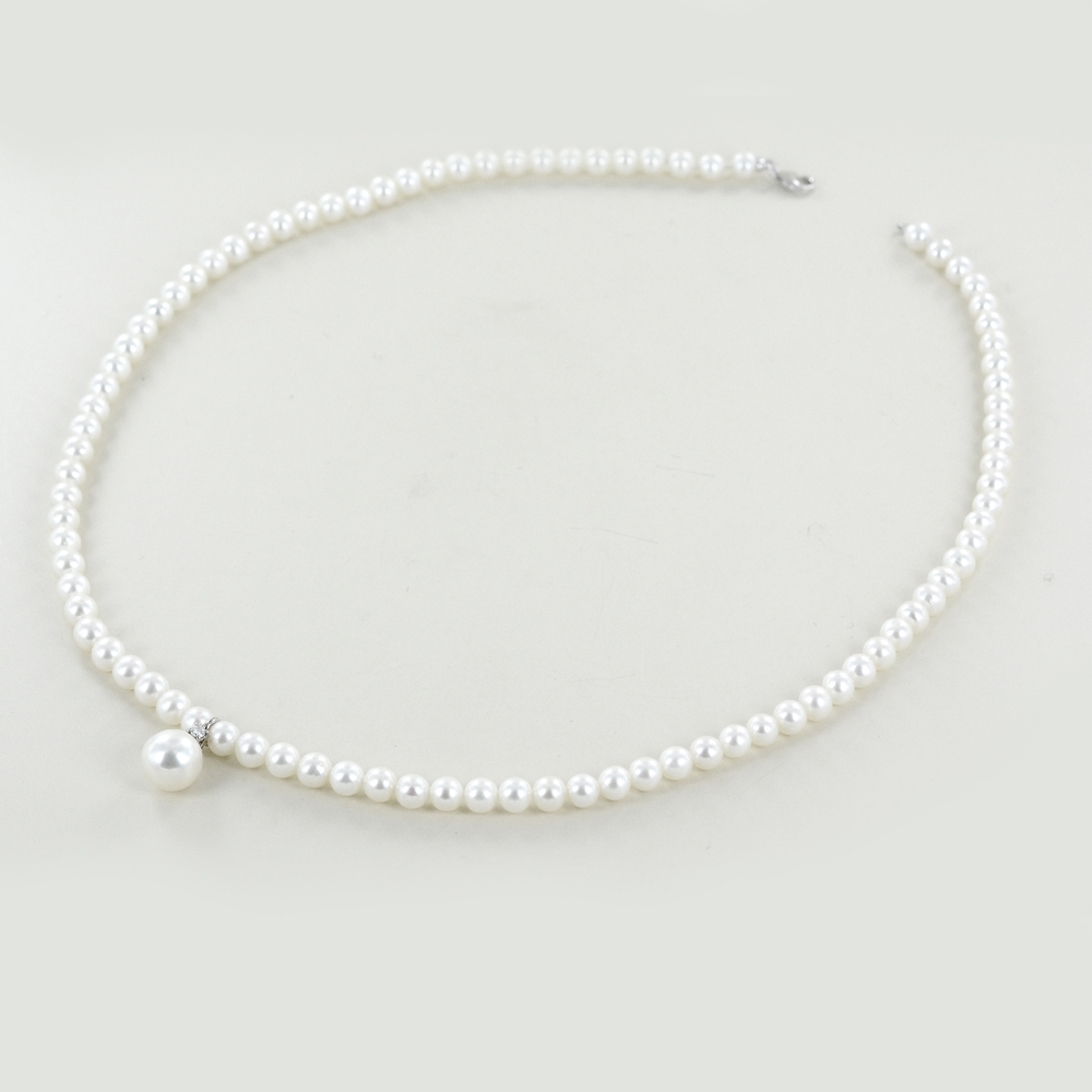 Collana Filo di Perle Freshwater 4.50 - 5.00 mm con ciondolo Perla