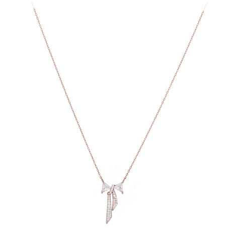 Collana Fiocco in argento rosa e zirconi Leila Cuori Milano