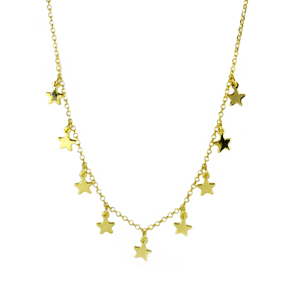 Collana girocollo di stelle in argento color oro giallo