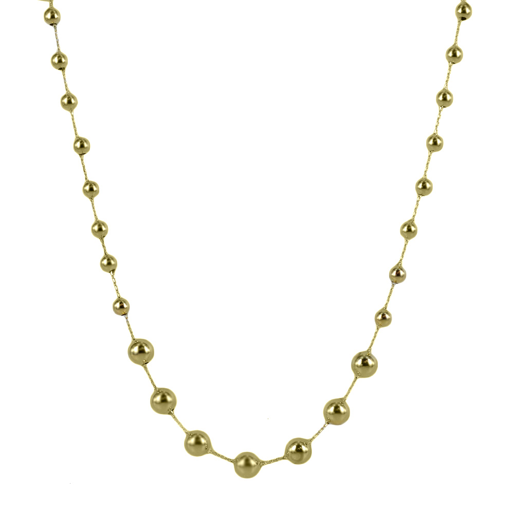 Collana In Oro Giallo 14K Massiccio, Con Sfere Taglio Diamante E Luna - Lunghezza Selezionabile, Chiusura A Lobster