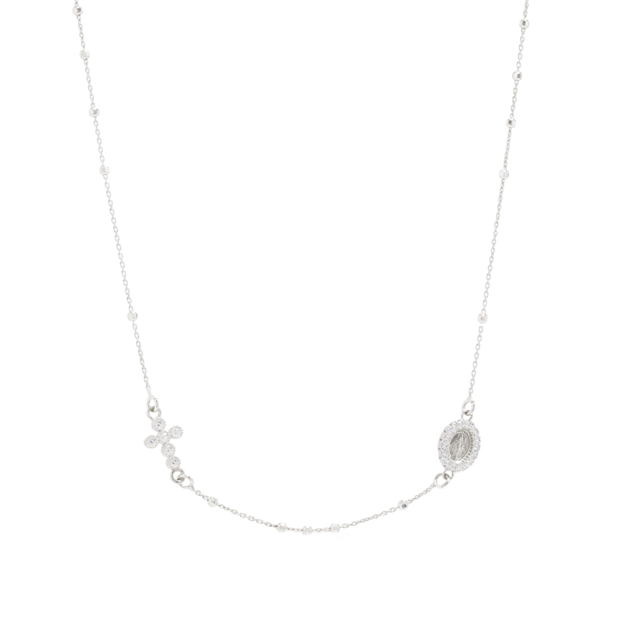 Collana Girocollo Rosario in argento silver con zirconi
