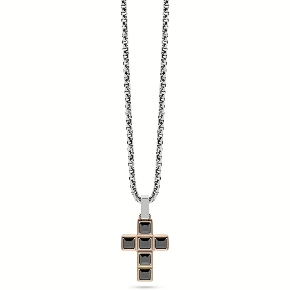 Collana in Acciaio da Uomo con Pendente croce MLJ490