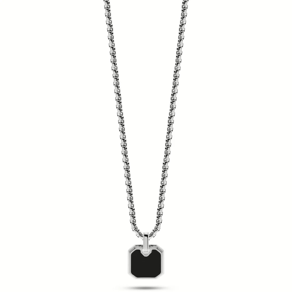 Collana in Acciaio da Uomo con Pendente in onice MLJ419