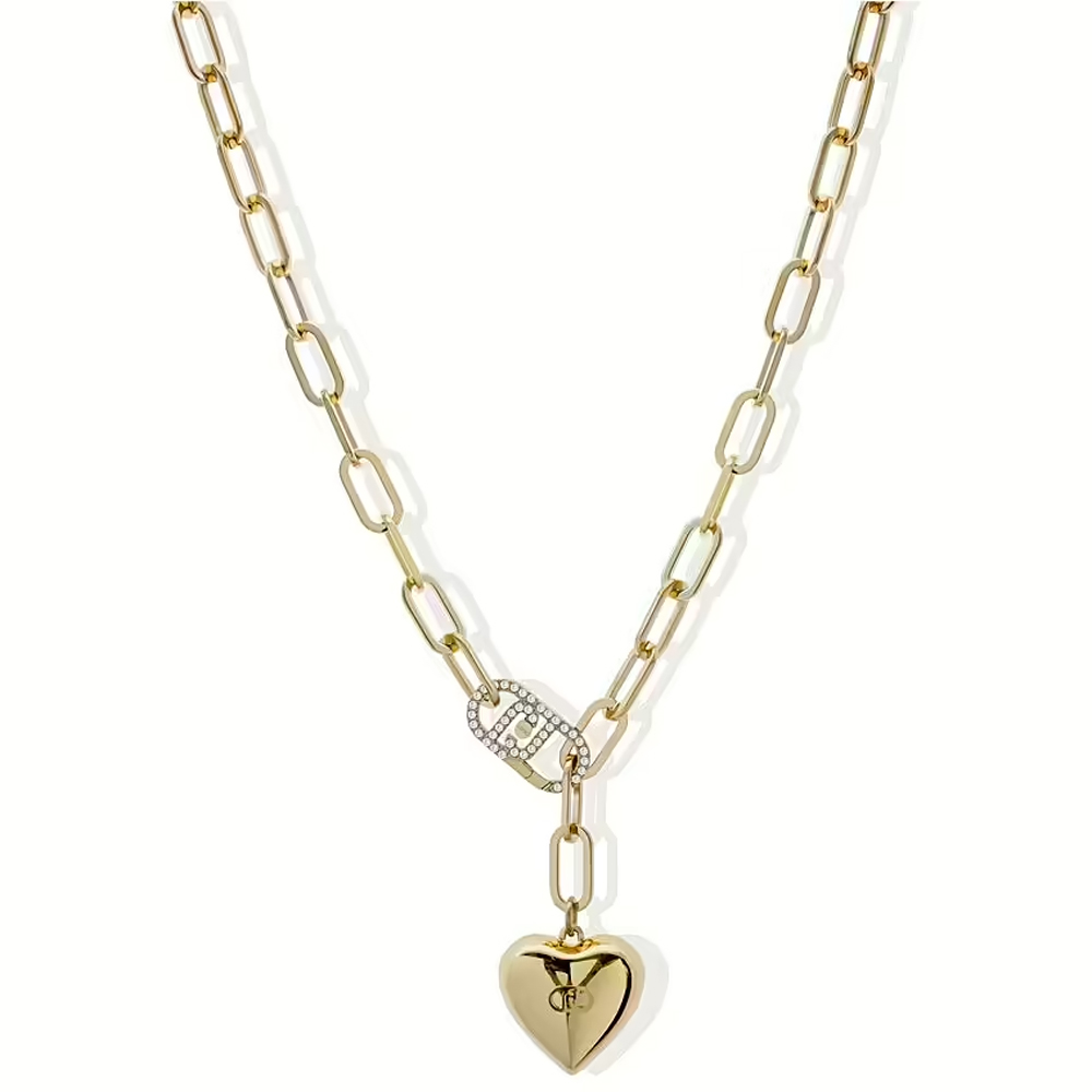 Collana in Acciaio giallo da donna con catena forzatina e cuore Essential Woman Liu Jo LJ2790
