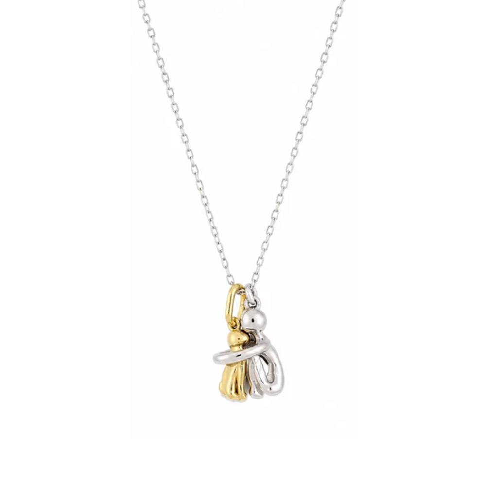 Collana in Argento bianco e giallo Abbraccio con Cane 