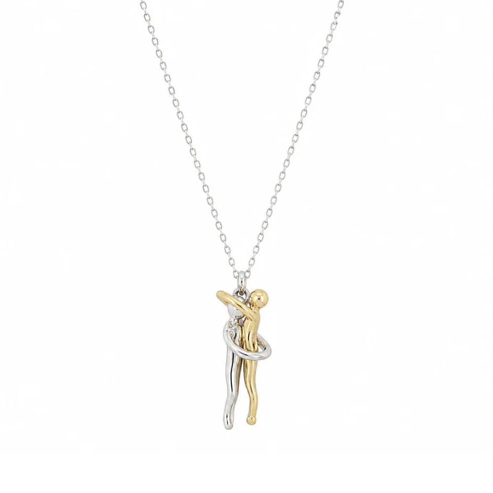 Collana in Argento bianco e giallo Abbraccio