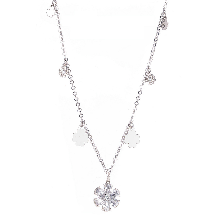 Collana in argento con zirconi a fiore bianco collezione Lumiere