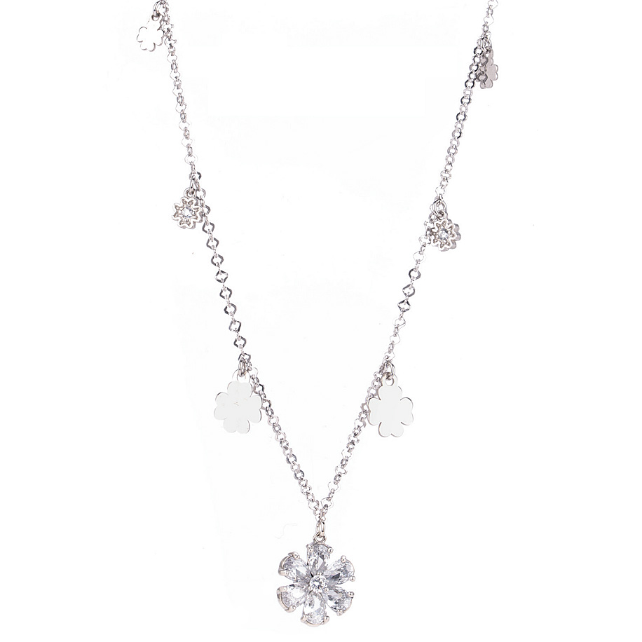 Collana in argento con zirconi a fiore bianco collezione Lumiere