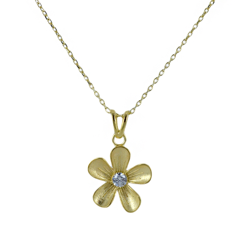 Collana in argento dorato con pendente fiore 