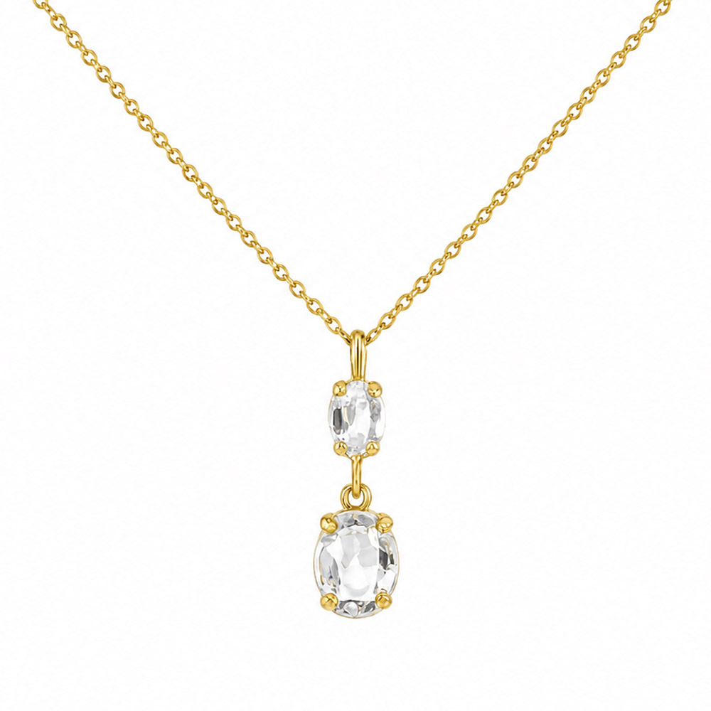 Collana in argento dorato con Pietra Bianca 