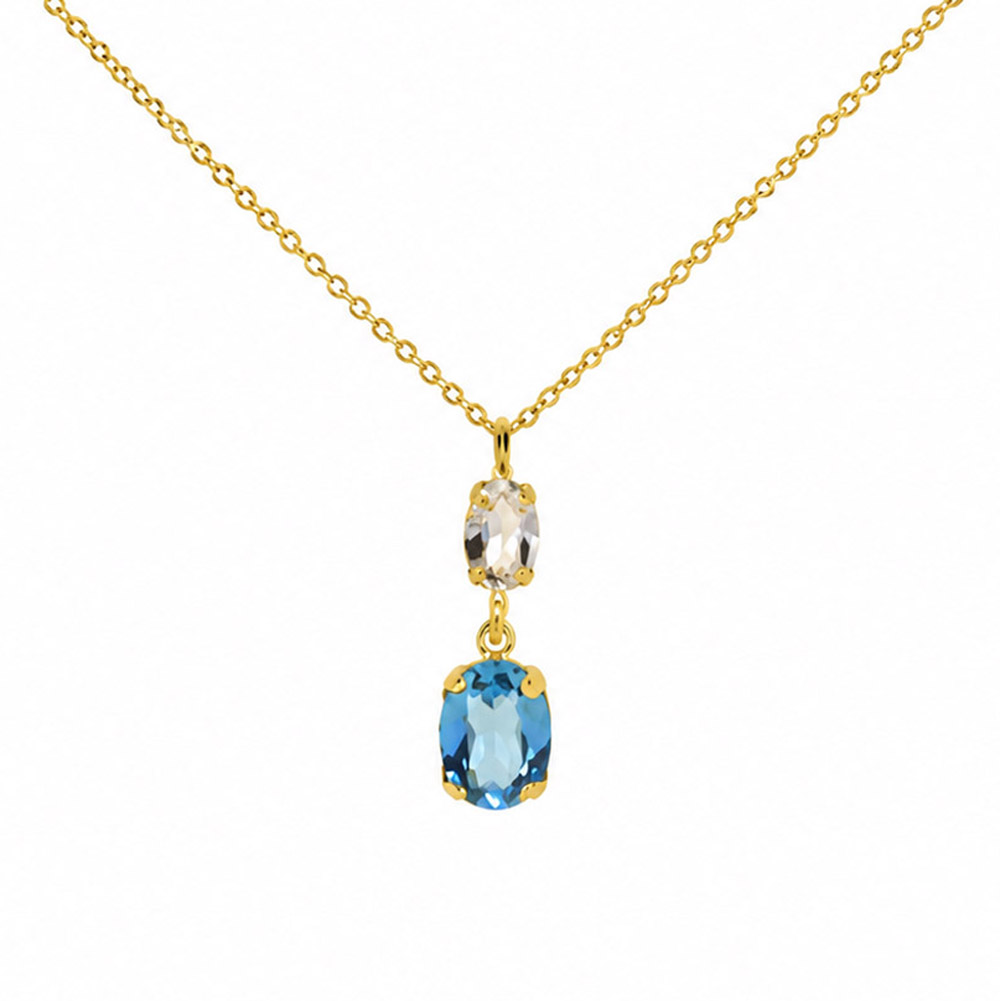 Collana in argento dorato con Pietra celeste 