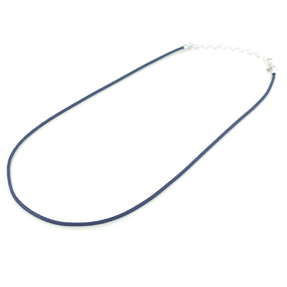 Collana in argento e tessuto nautico spesso 2 mm colore Blu