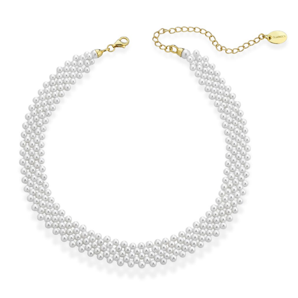 Collana in Argento giallo a cinque fili con perle di acqua dolce 