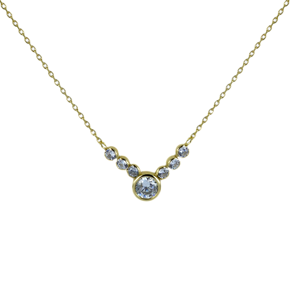Collana in Argento giallo con pendente di zirconi 